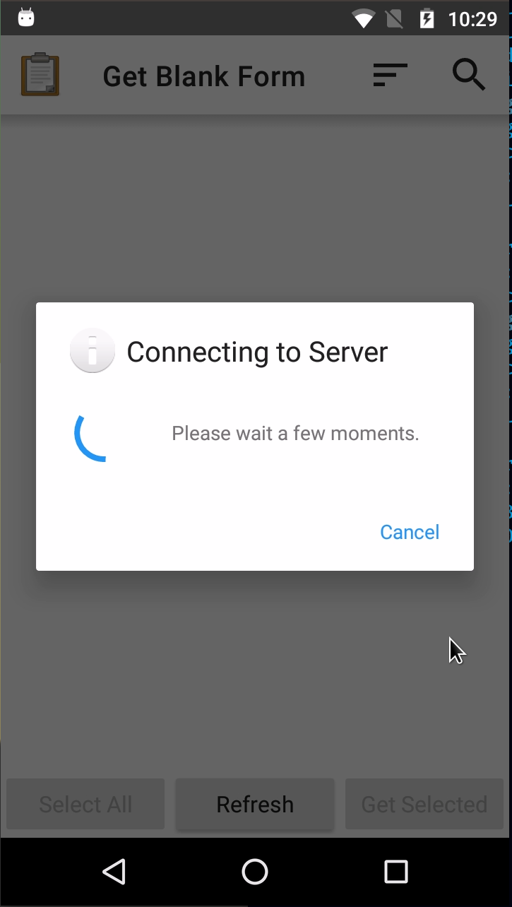 Retrieving information on blank forms from server