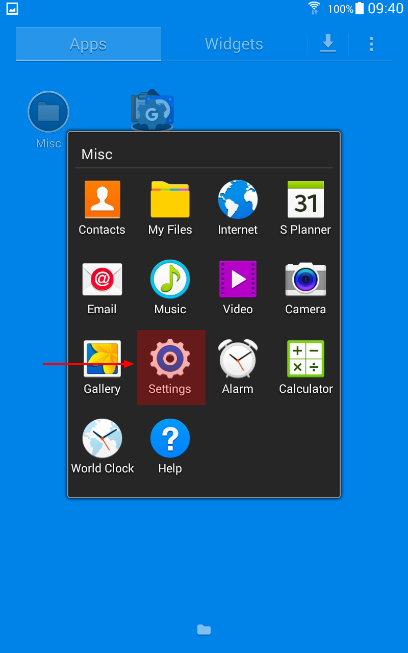 The device settings app